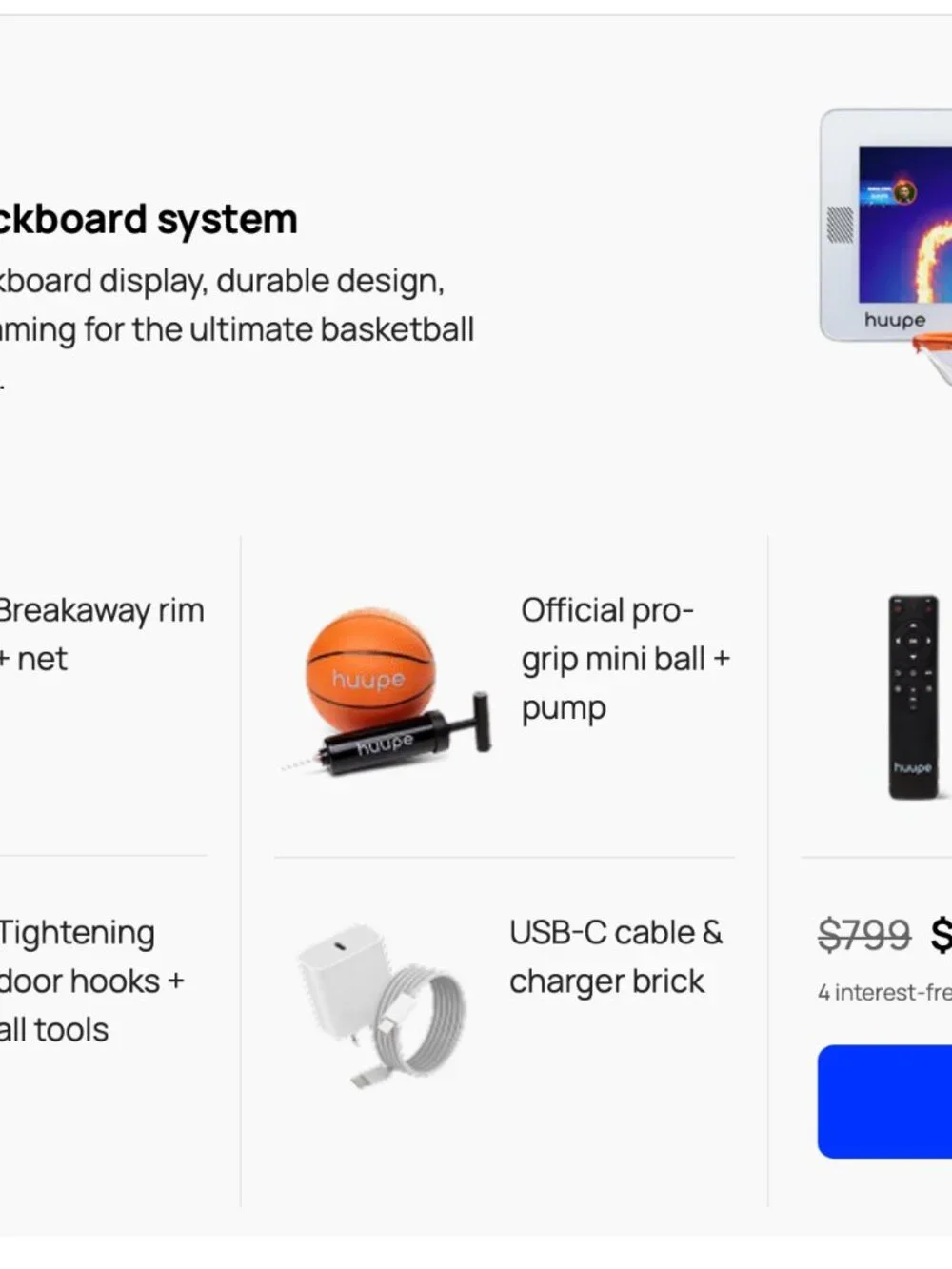 The huupe mini is the world's first smart mini basketball hoop game console